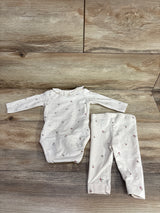 H&M 2pc Floral Bodysuit & Pull On Pants White sz Newborn