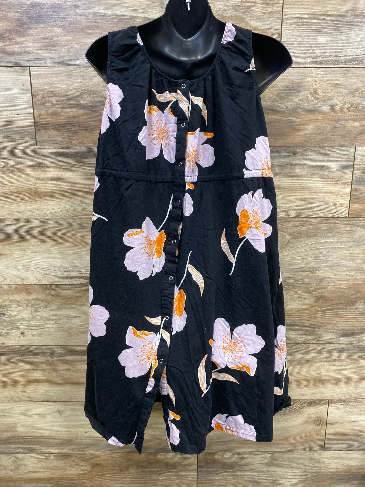 Baby Be Mine Floral Maternity Labor Gown Black sz L/XL