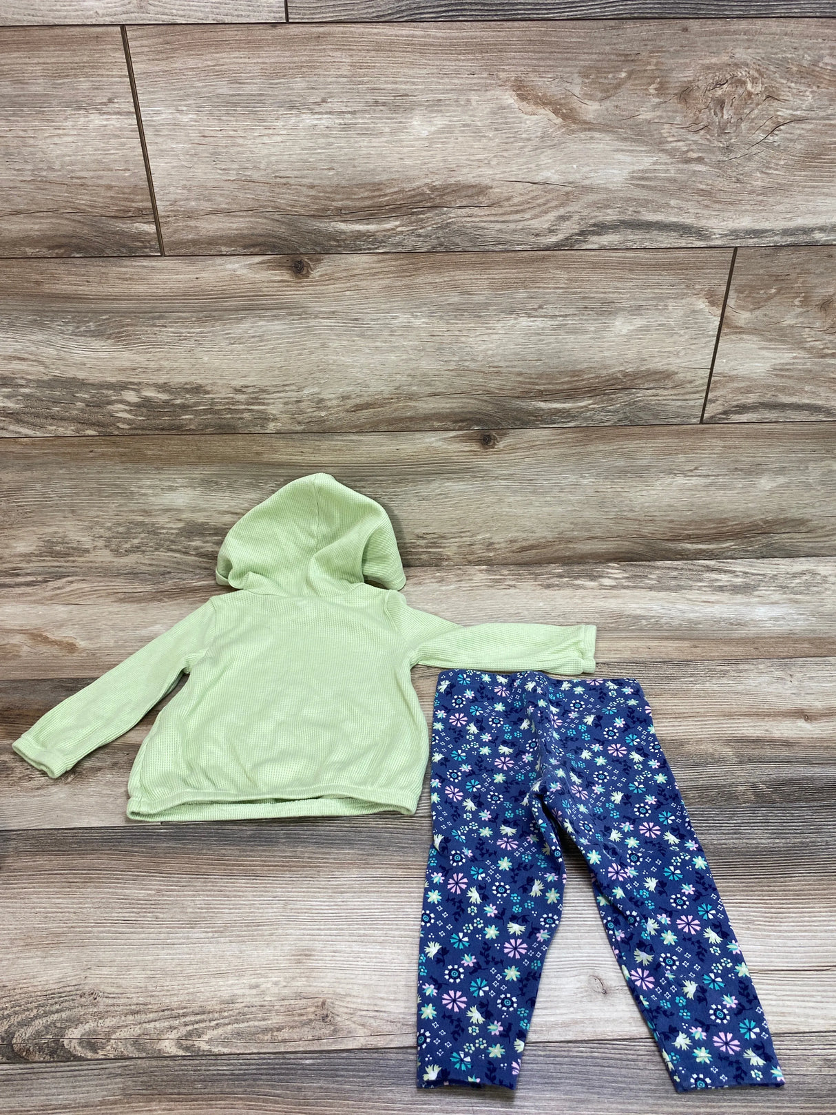 Carter's 2pc Hooded Thermal Shirt & Leggings Green sz 18m