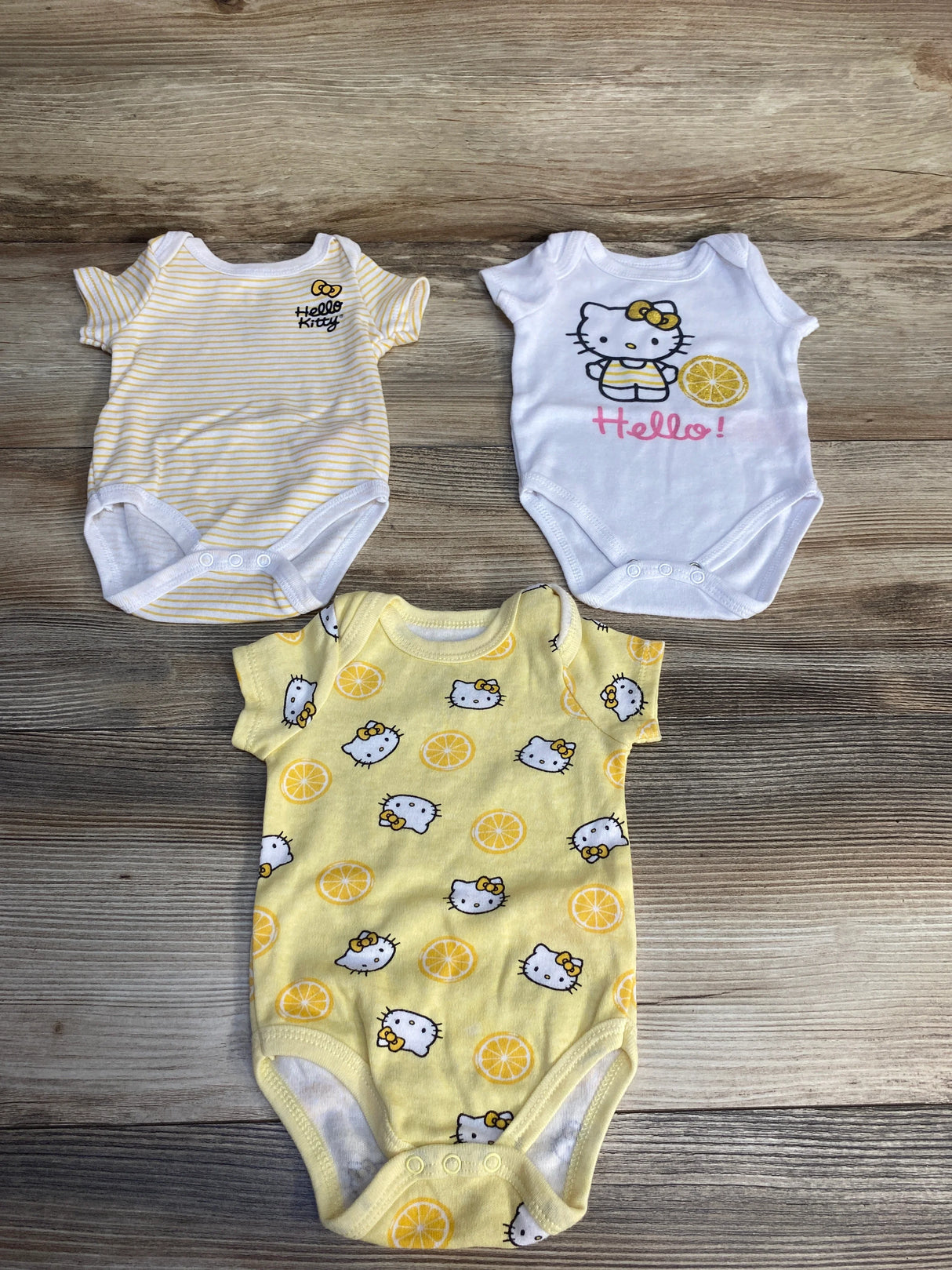 Hello Kitty 3pk Bodysuits Sets Yellow sz 3m