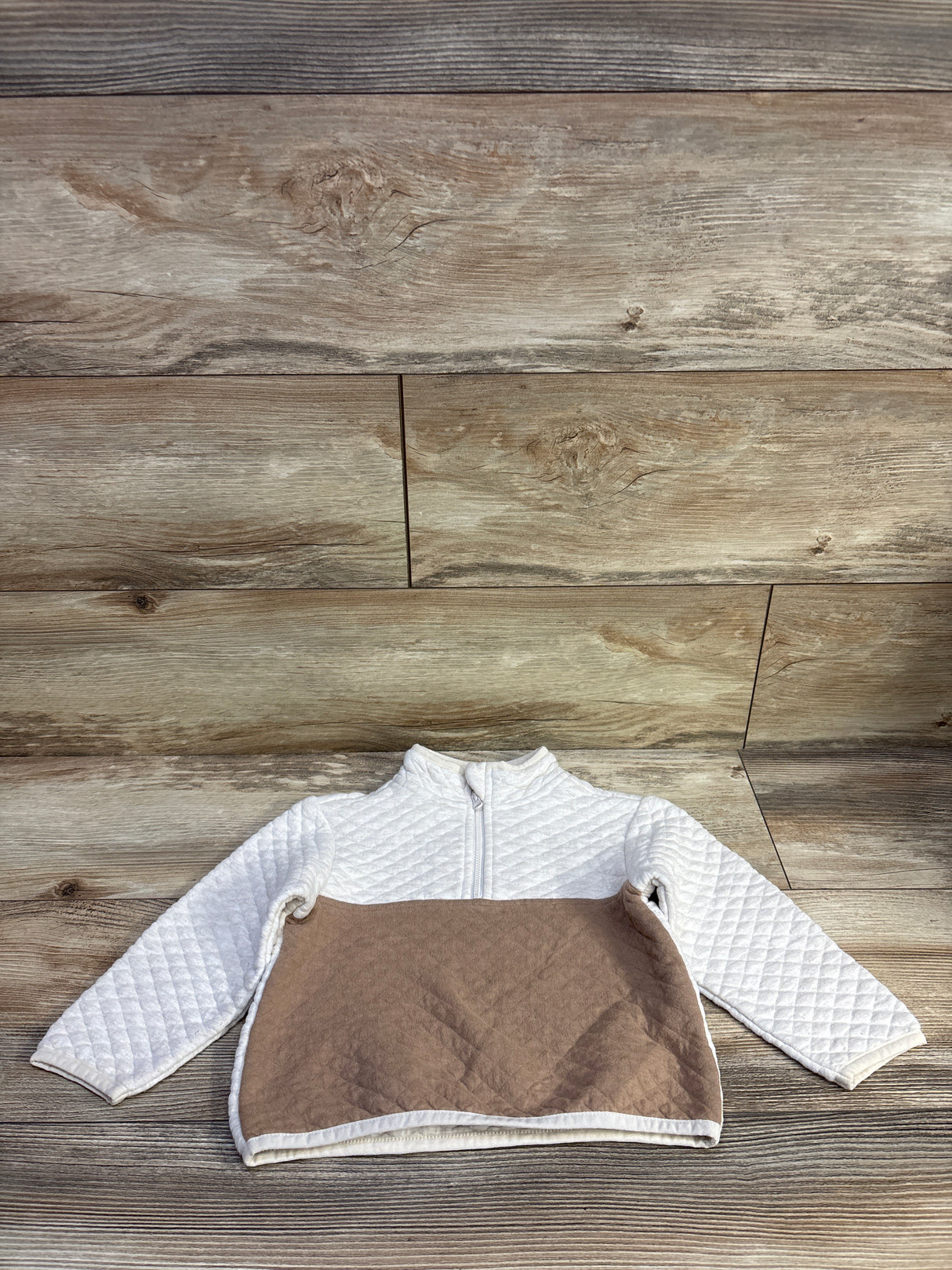 Wonder Nation Quilted Half Zip Jacket Ivory sz 2T