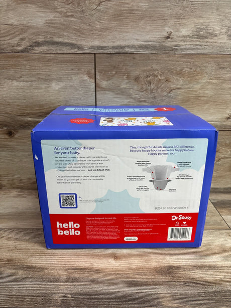 Back of a box of Me n Mommy To Be premium diapers size 1, 82 count.
