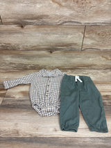 Just One You 2pc Flannel Bodysuit & Pants Set White sz 18m