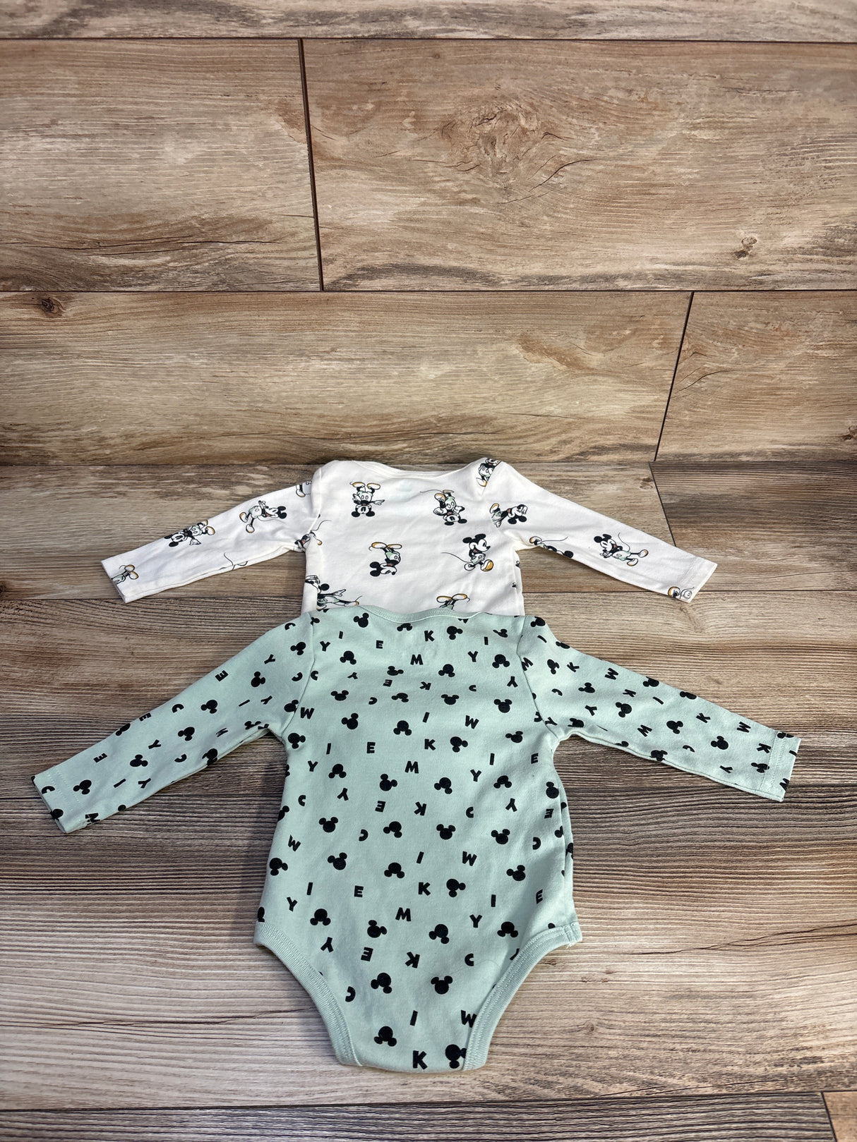 Disney Baby 2pk Mickey Mouse Bodysuits Mint sz 3-6m
