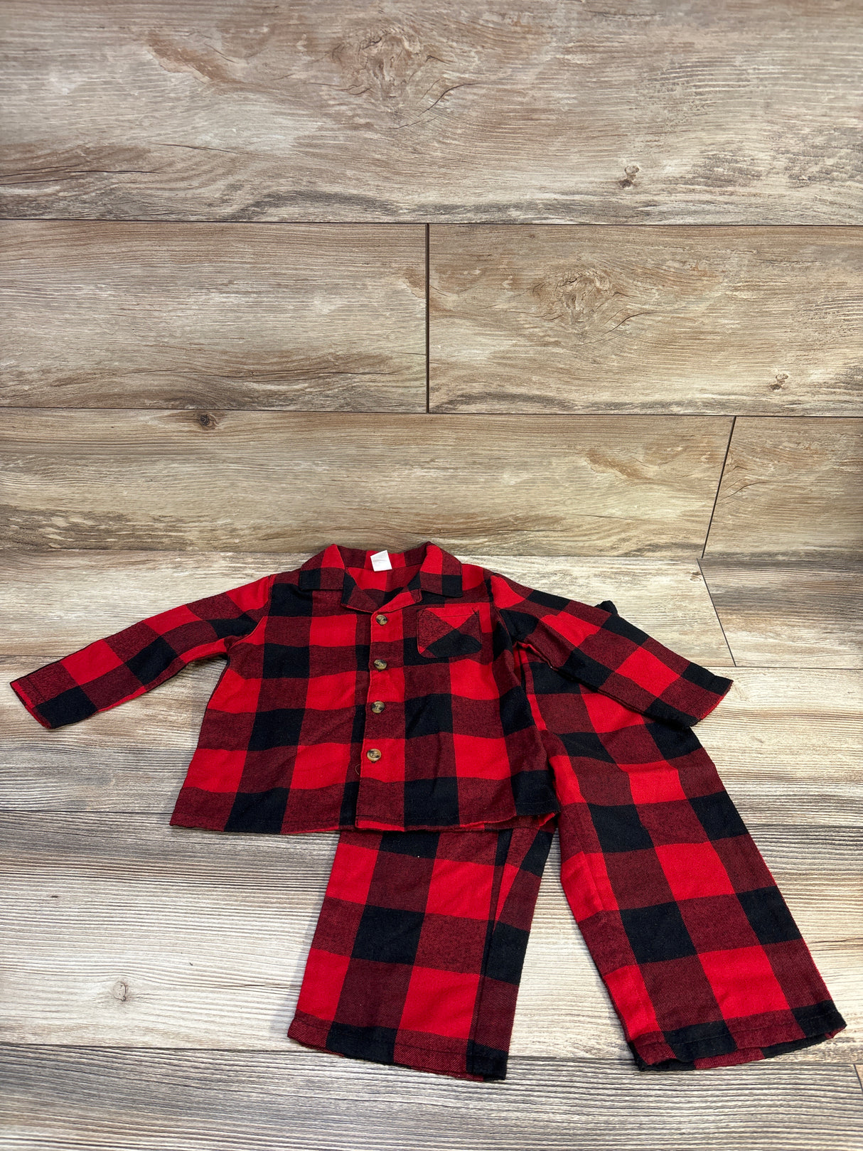 Old Navy 2pc Plaid Coat-Style Pajama Set Red sz 18-24m