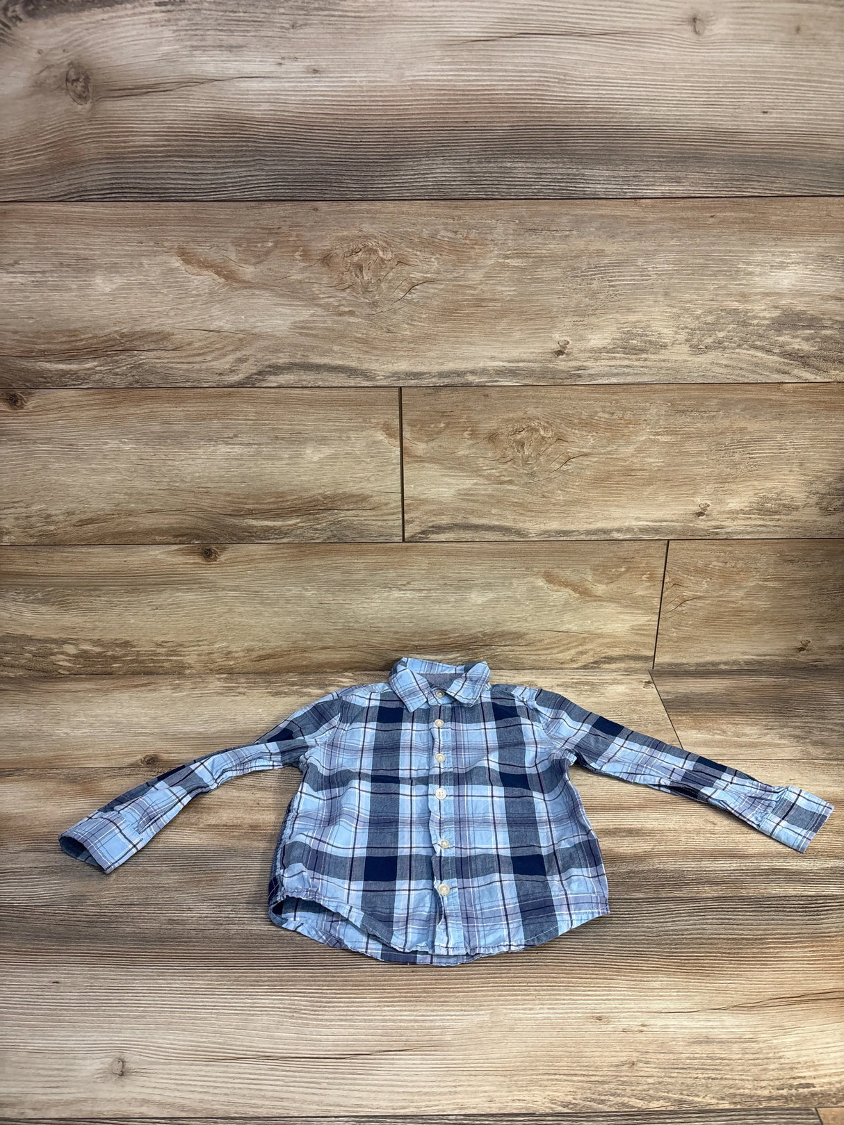 OshKosh Plaid Button-Up Shirt Blue sz 3T