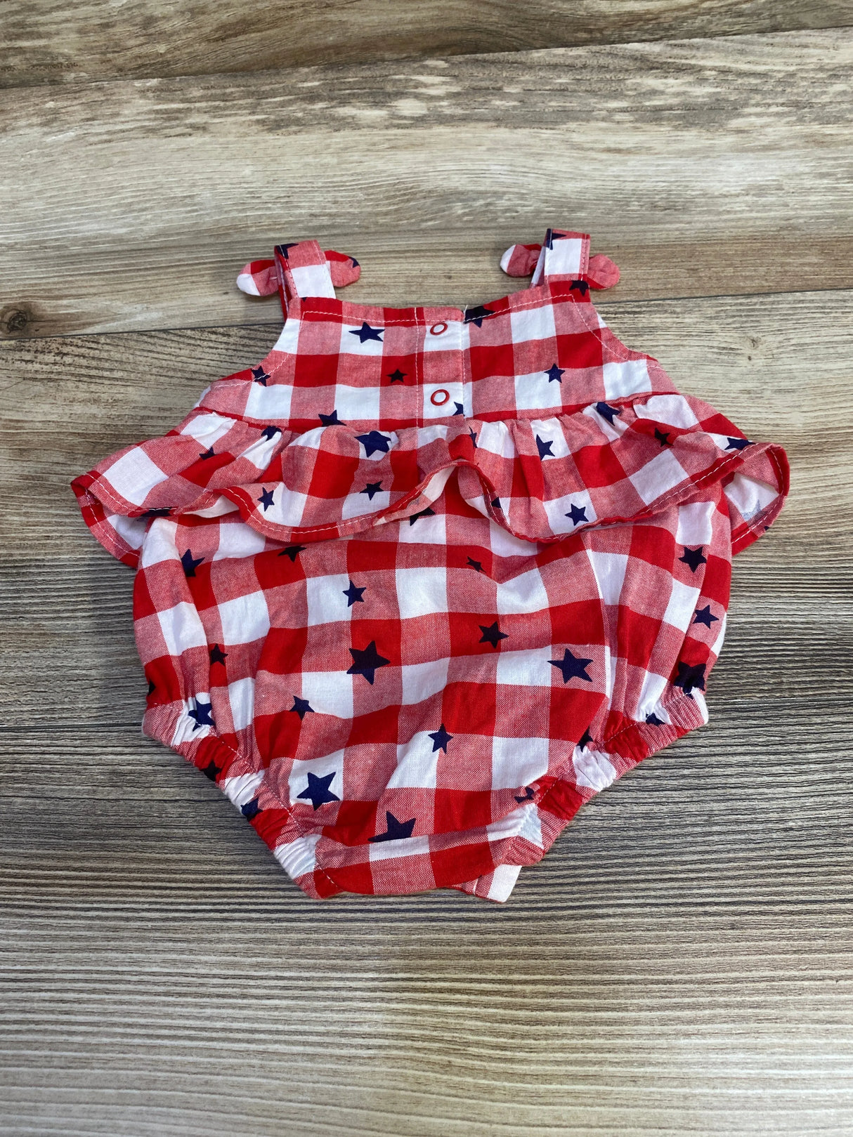 Cat & Jack Star Print Gingham Romper Red sz Newborn