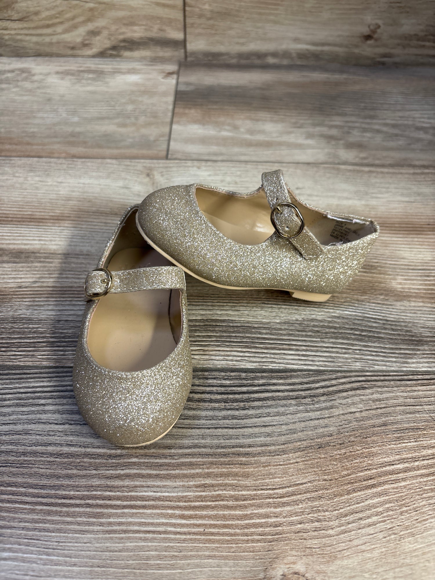 Janie & Jack Mary Jane Glitter Flats Gold sz 4c