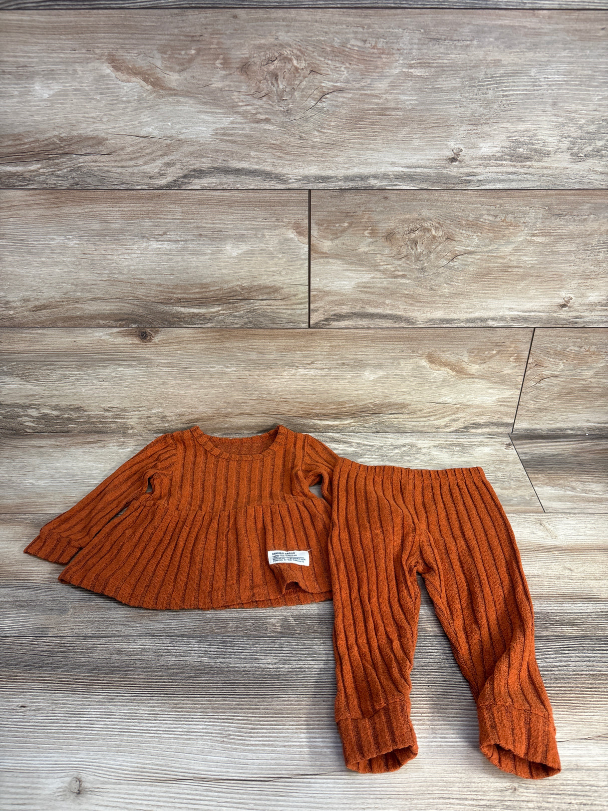 Ribbed 2pc Top & Pants Set Rust sz 9-12m