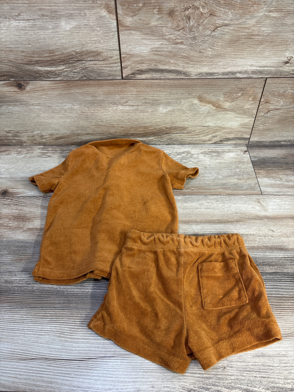 Old Navy 2pc Short Sleeve Loop-Terry Shirt & Shorts Set Caramel sz 18-24m