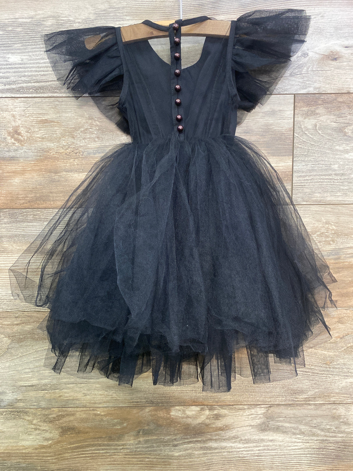 2bunnies Sheer Back Mesh Backless Tulle Girl Dress in Black sz 12m