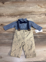 NEW Just One You 3pc Suspenders & Anchor Print Shorts Set Blue sz Newborn