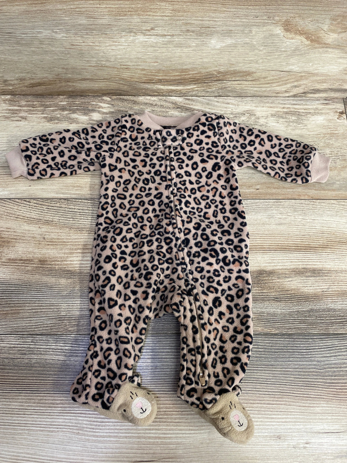 Carter's Leopard Blanket Sleeper Brown sz Newborn