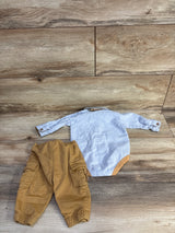 Little Lad 3pc Button-Up Bodysuit, Pants, & Bowtie Set Blue sz 0/3m