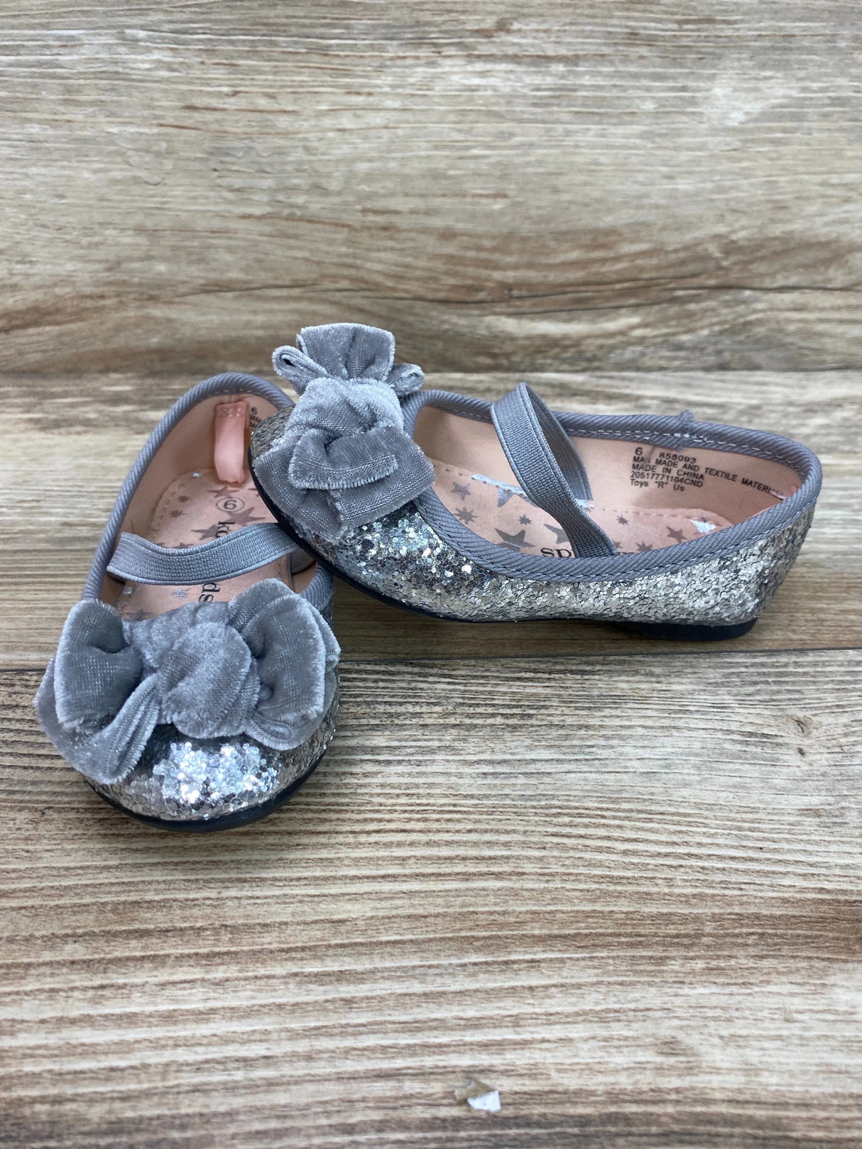 Koala Kids Silver Glitter Ballet Flats With Bows Sz 6c - Me n Mommy To Be