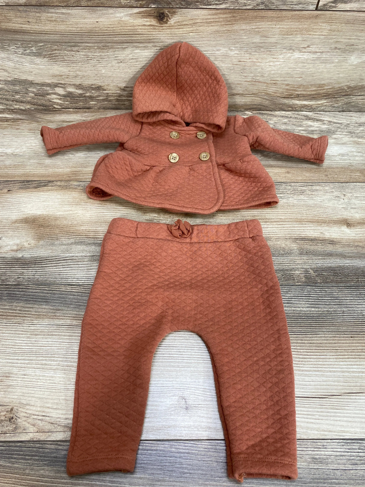 Rabbit + Bear 2pc Quilted Top & Pants Terracotta sz 3-6m