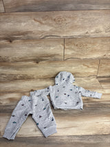 Carter's 2pc Quilted Full Zip Dinosaur Set Grey sz 6m