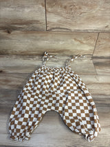 Checkered Sleeveless Jumpsuit Beige sz 12m