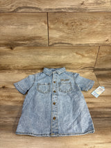 NEW Cat & Jack Denim Button Up Yee Haw Shirt Light Blue sz 4T