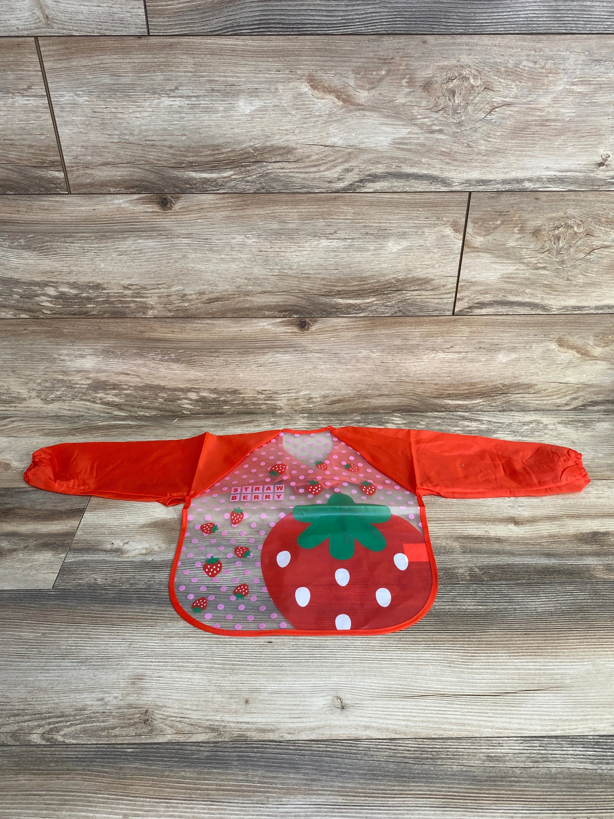 Strawberry Sleeved Bib, Red One Size