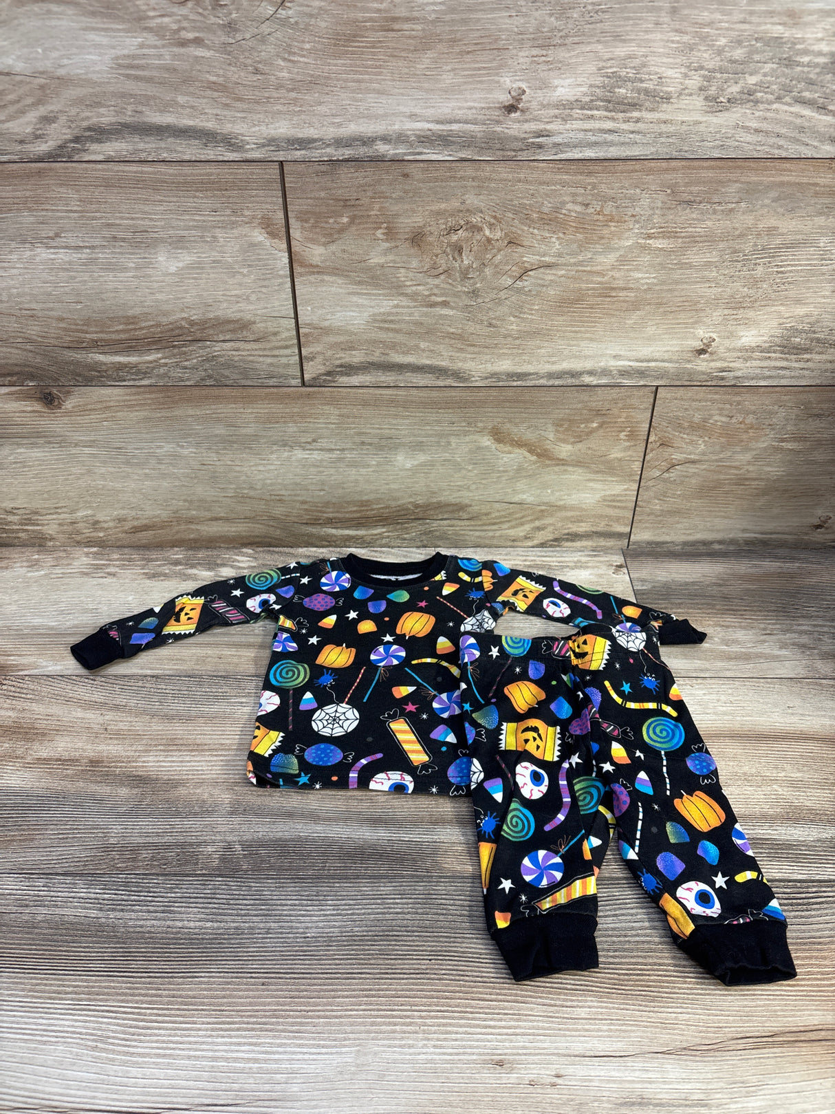 Children's Place 2pc Halloween Candy Pajama Set Black sz 3-6m