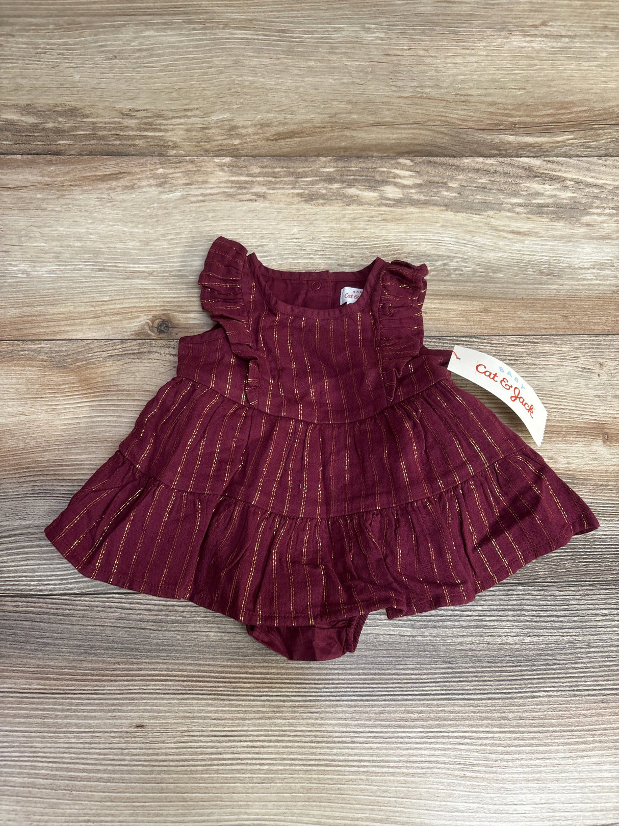 NEW Cat & Jack Metallic Bodysuit Dress Burgundy sz Newborn