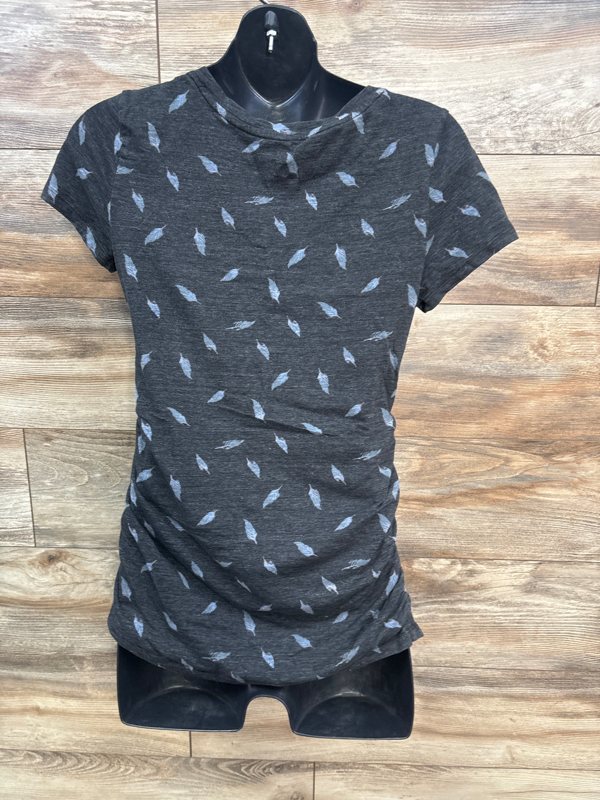 A:Glow Maternity Feather Print V-Neck Shirt Grey sz Medium