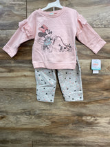 NEW Disney Baby 2pc Minnie Mouse Sweatshirt & Pants Set Pink sz 12m