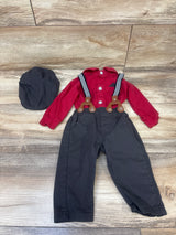 GiLiling 4pc Gentleman Suspender Suit Set Red sz 3-6m