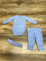 The Peanutshell 3pc Bodysuit + Pants Set Blue sz 0-3m