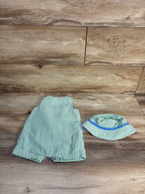 Little Me 2pc Golf Seersucker Romper & Hat Set Green sz 6m