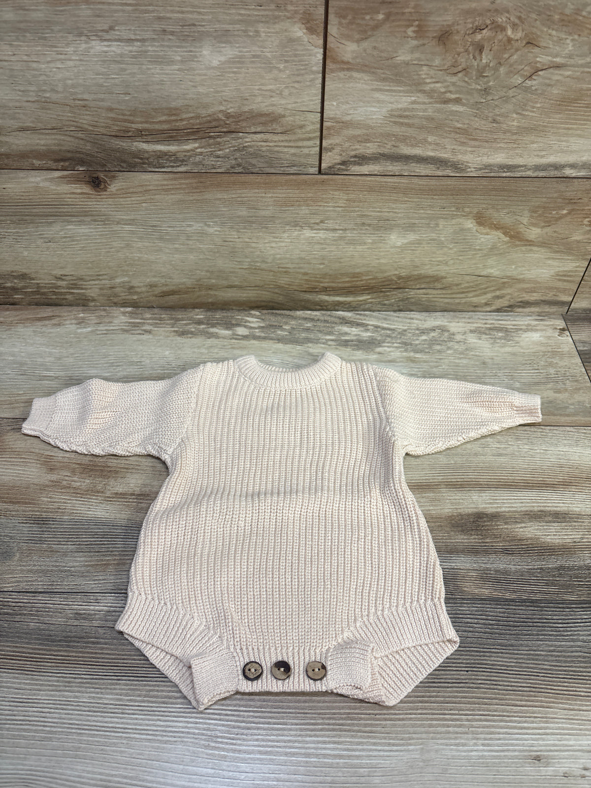 Knit Long Sleeve Bubble Romper Beige sz 3m