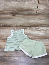 Easy-Peasy 2pc Striped Tank Top & Shorts Green sz 0-3m