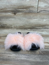 Fur Slides w/Back Strap Pink sz 9c