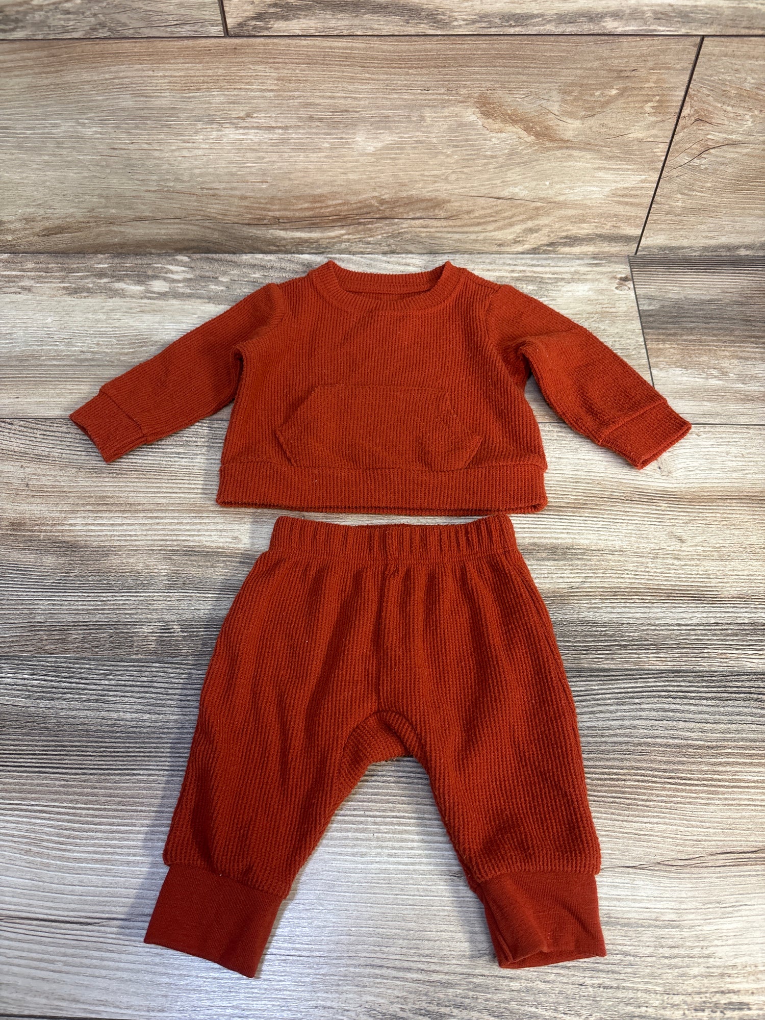 Cat & Jack 2pc Waffle Knit Shirt & Pants Set Rust sz Newborn