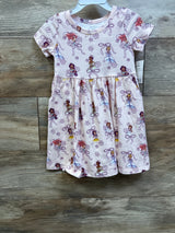 Front view of pink Jumping Beans and Disney Princess dress in size 2T with short sleeves and allover princess print