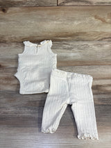 Cloud Island 2pc Pointelle Ribbed Bodysuit & Pants Set Ivory sz Newborn