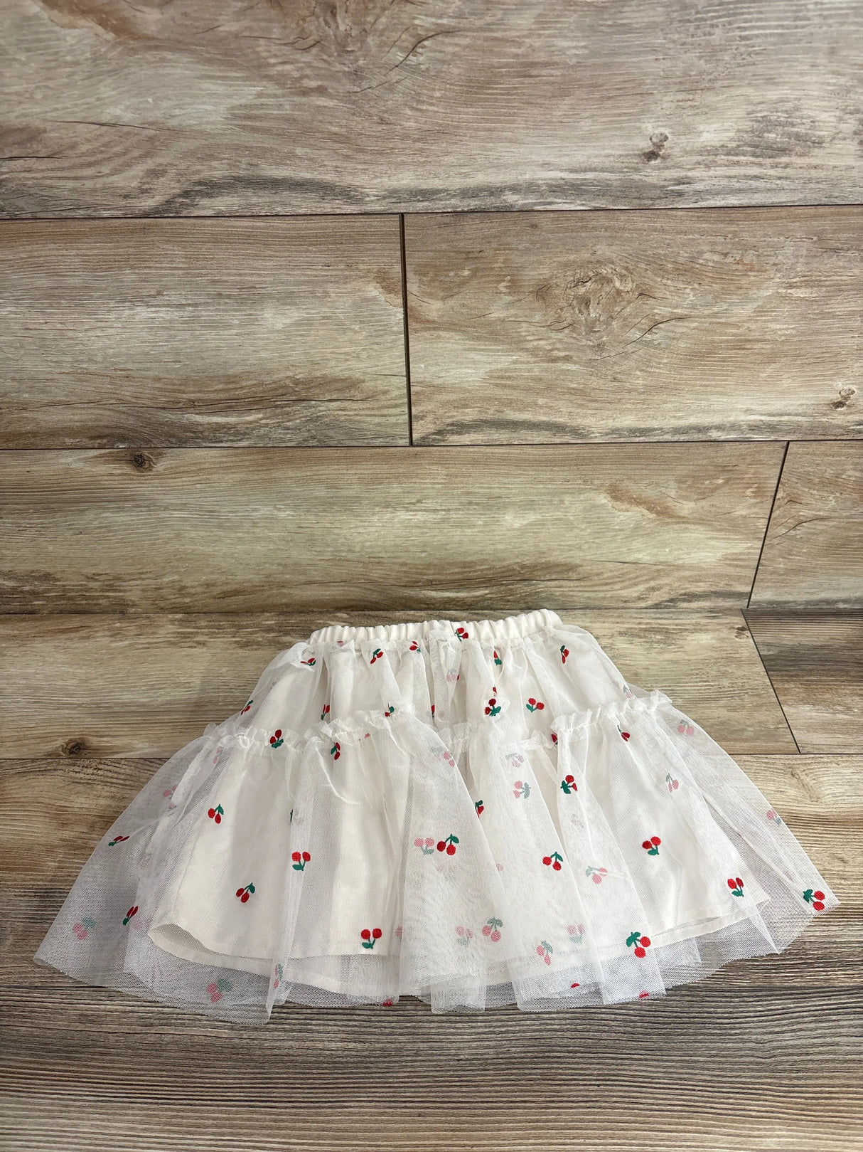 H&M Tulle Skirt Cherry Print Beige sz 3/4T