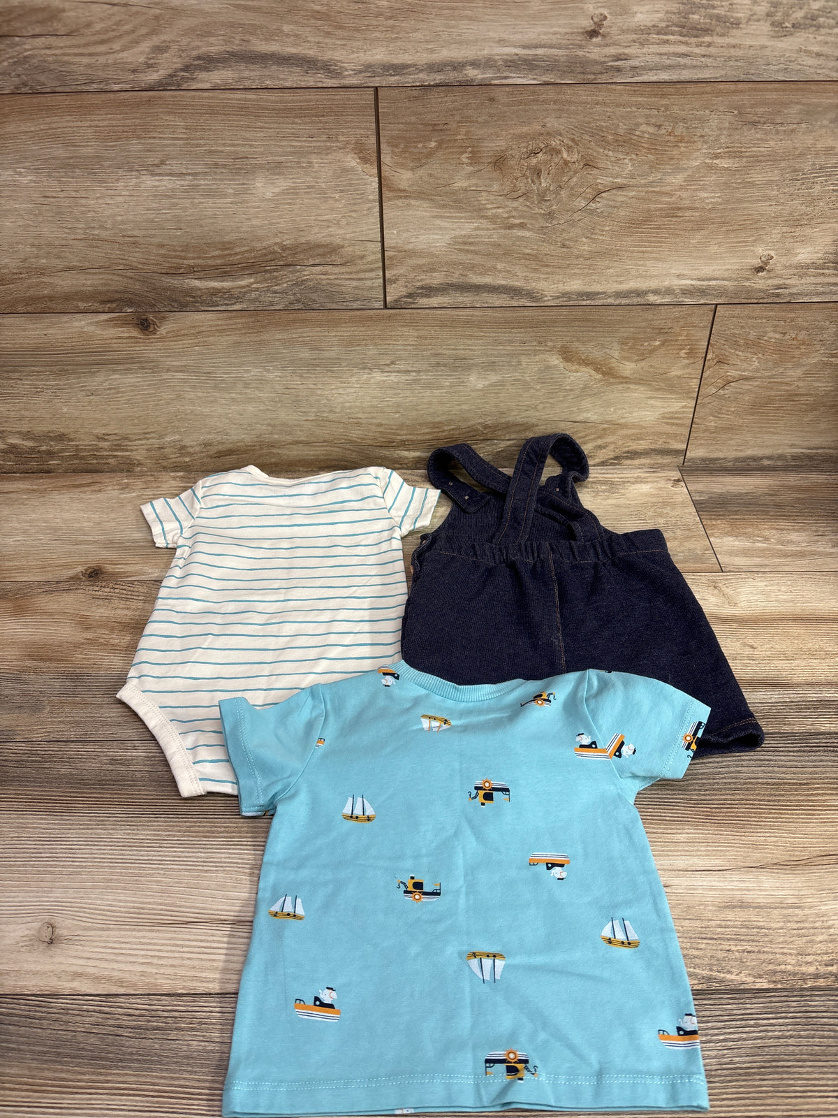 Pekkle 3pc Shortall Set Blue sz 9m
