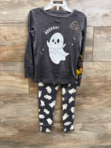 NEW Trick or Treat Sleep 2pc Velour Ghost Pajama Set Grey sz 4T