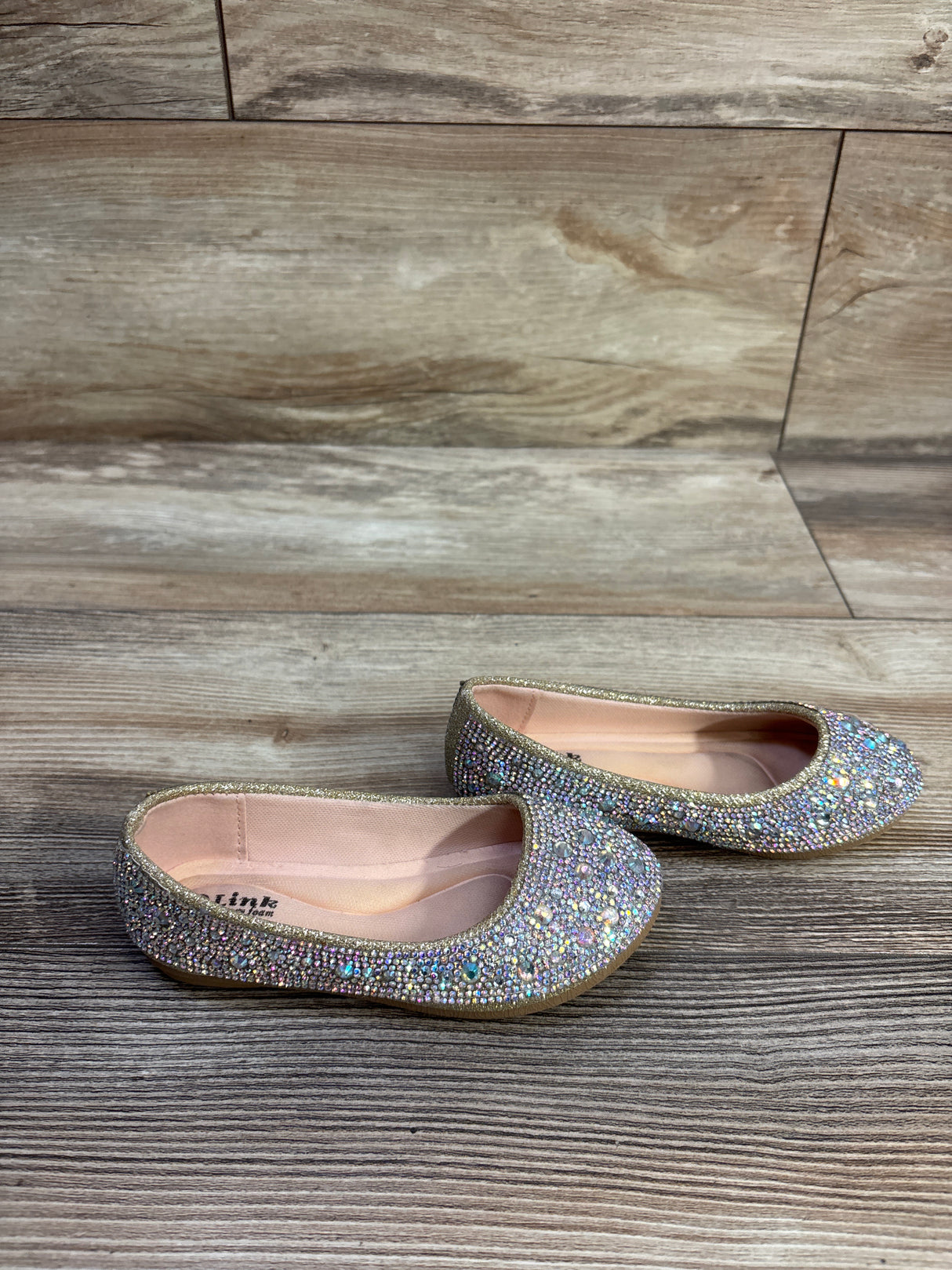 Link Memory Foam Rhinestone Mary Jane Flats Silver sz 6c