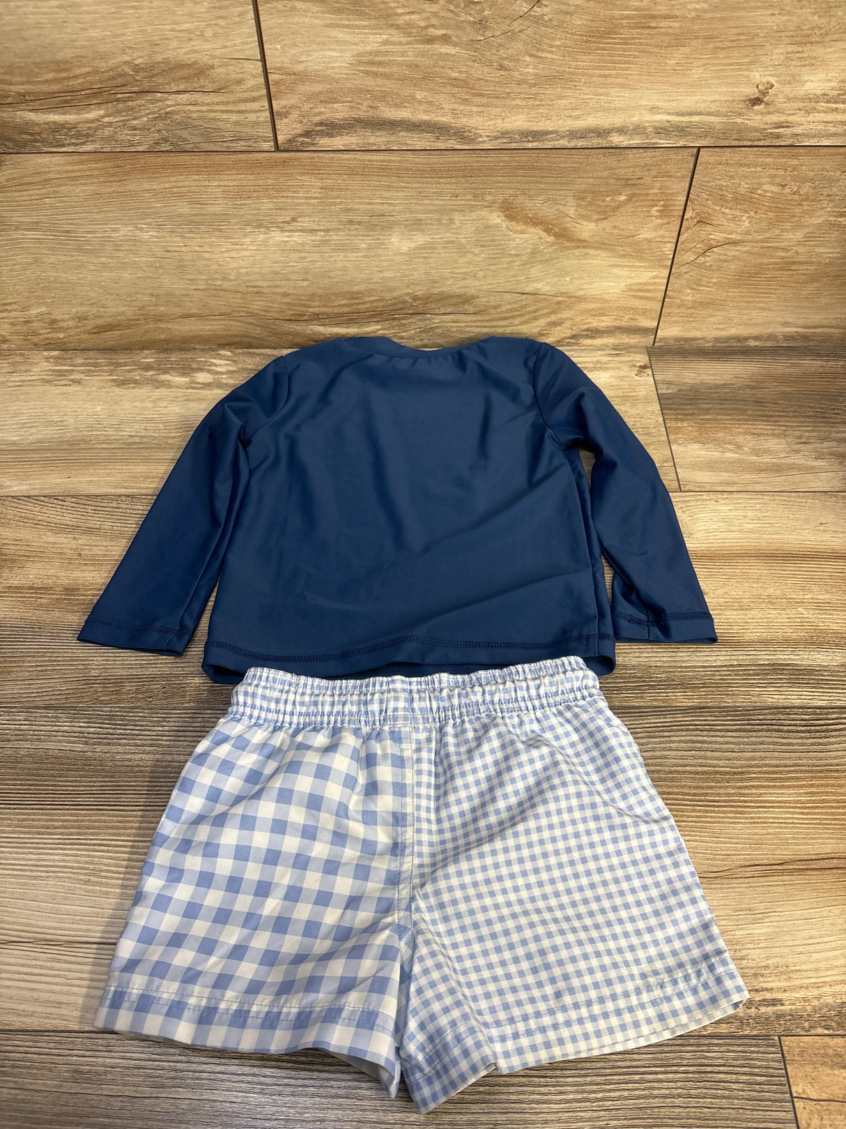 Just One You 2pc Making Waves Rash Guard & Swim Trunks Set navy sz 2T