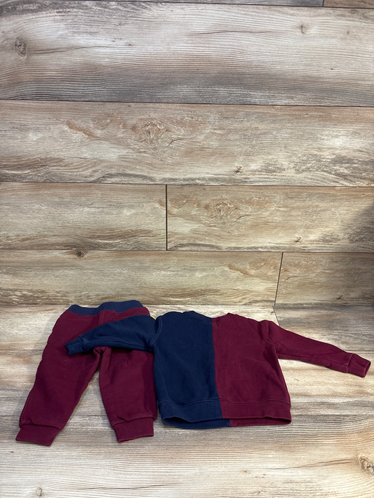 Ralph Lauren 2pc Split Colorblock Varsity Sweatshirt & Joggers Set Navy/Red sz 24m