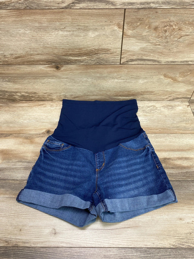 SONG Maternity Blue Full Panel Denim Shorts sz Medium - Me 'n Mommy To Be