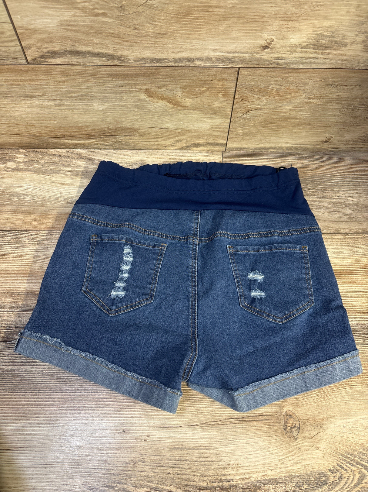 Shein Maternity Full Panel Denim Shorts Blue sz Large