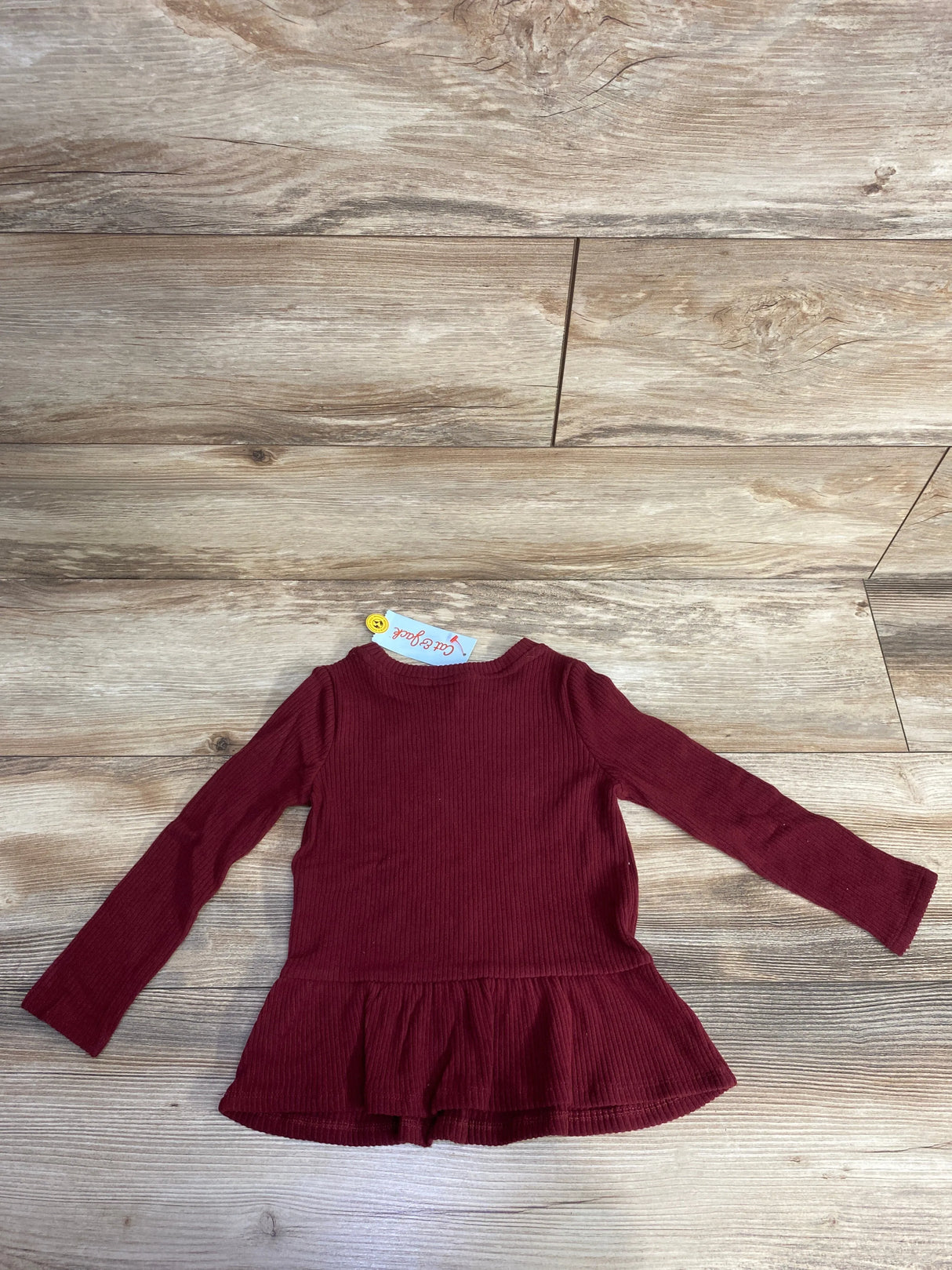 NEW Cat & Jack Ribbed Peplum Top Burgundy sz 3T