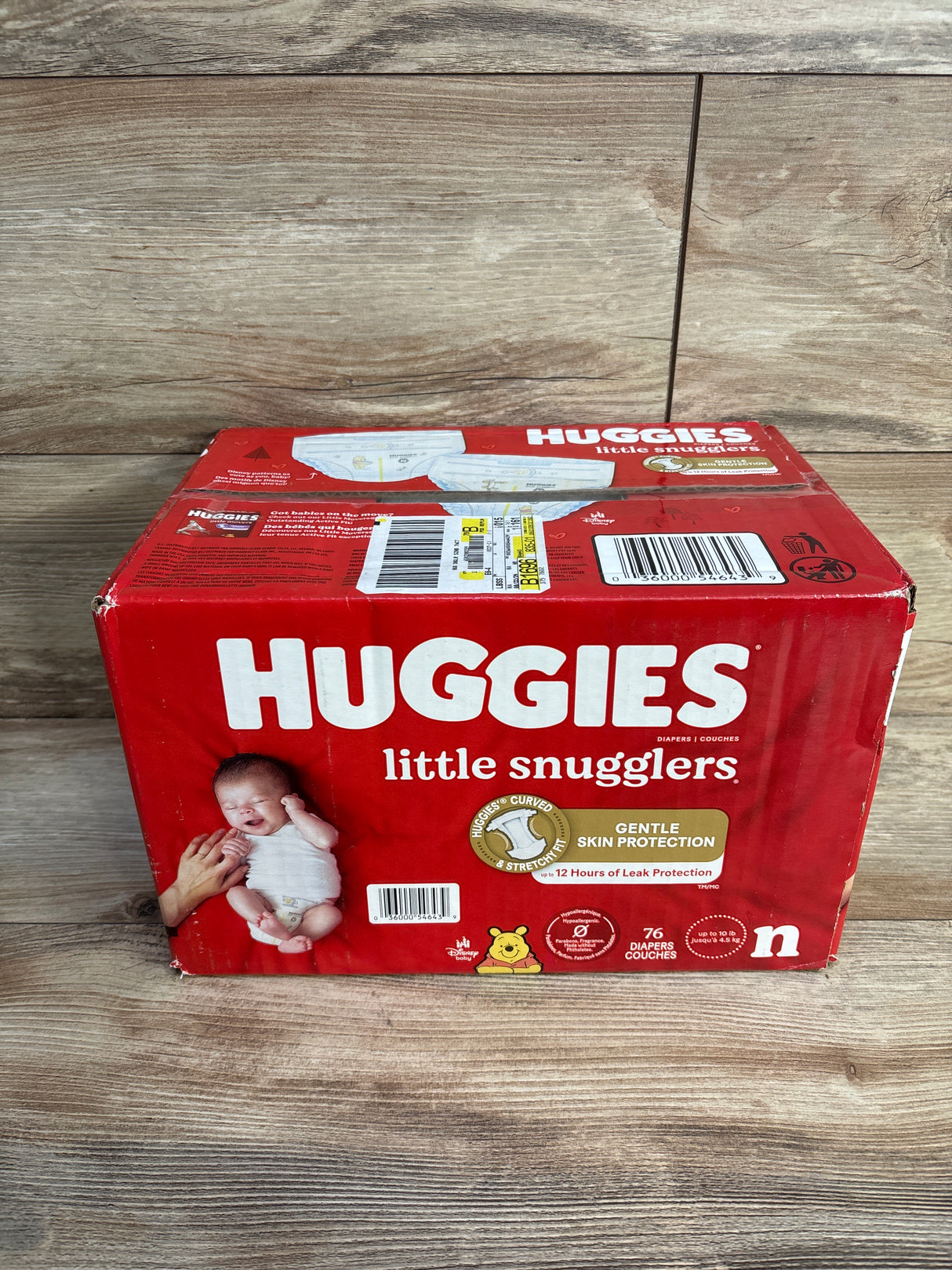 NEW Box of Huggies Little Snugglers Disposable Diapers 76ct. Size Newborn