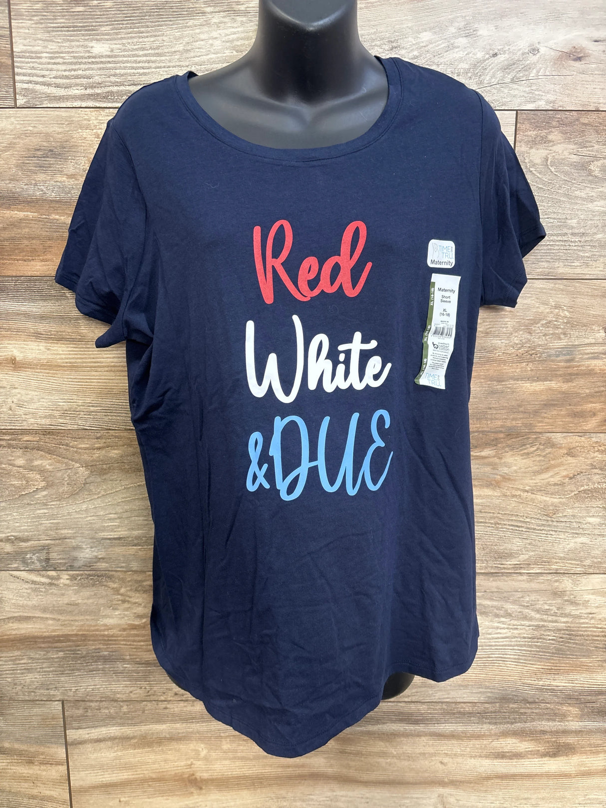NEW Time & True Red, White, & Due Maternity Shirt Navy sz XL
