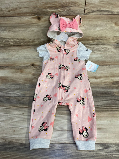 NEW Disney Baby 2pc Minnie Mouse Sleeveless Coverall Set Grey/Pink sz 12m - Me n Mommy To Be