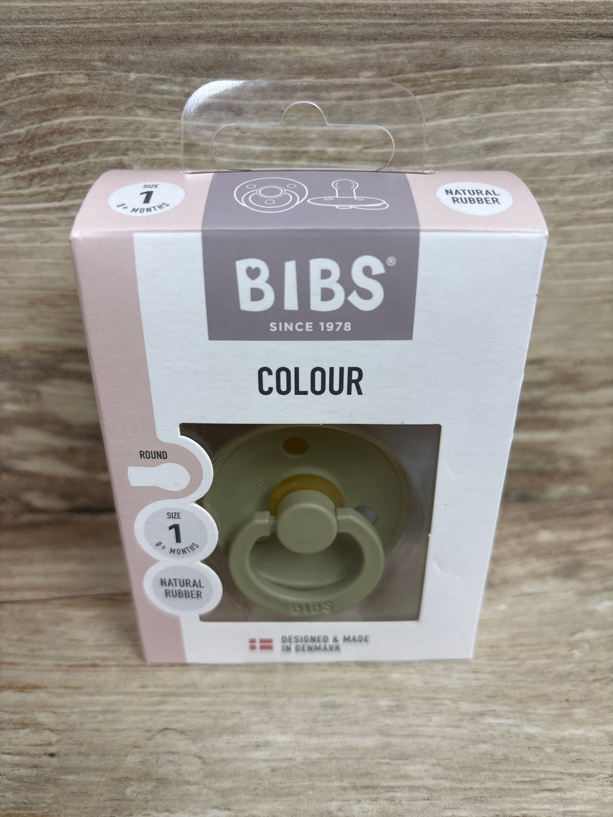 NEW Bibs Natural Rubber Size 1 Round Pacifier Green 0m+